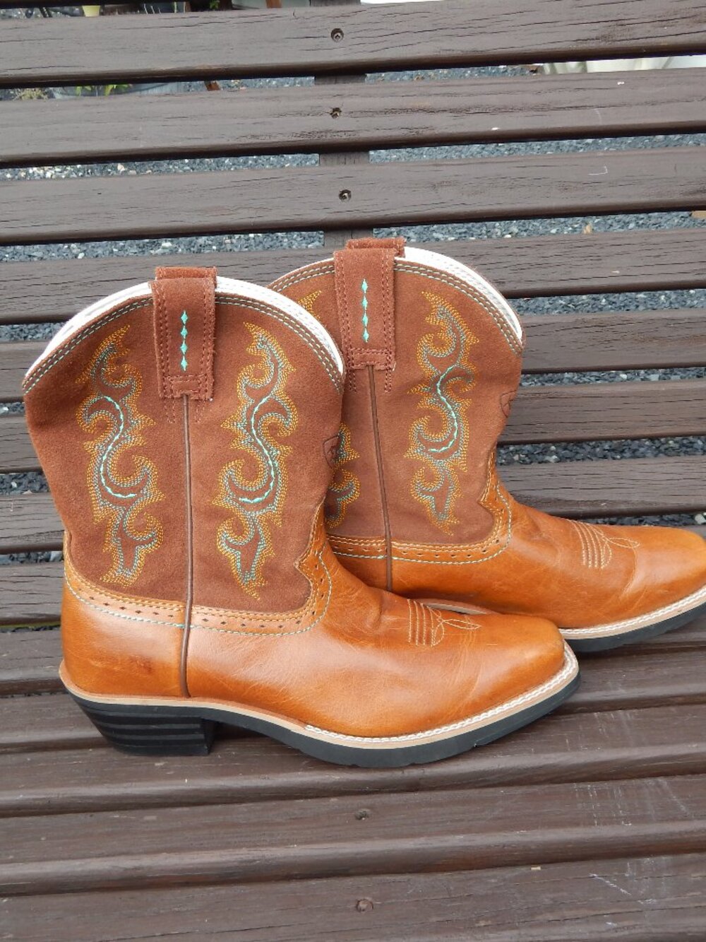 Ariat Rebel Fatbaby Saddle Boots Womens Size 7.5 B Western Cowgirl